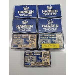 Vintage Hansen Blue Line Staples #34 1/4 Tack Point 7 Boxes / 4 Full See Pics